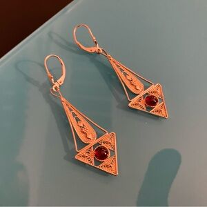 14k Yellow Gold and Garnet Earrings